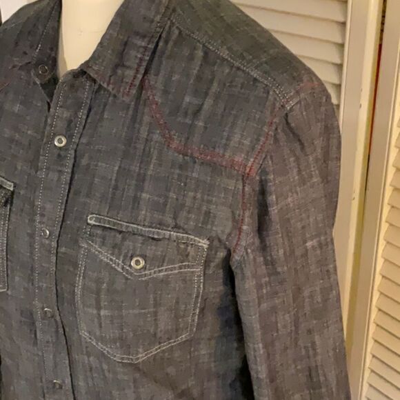 Guess 100% Cotton Western Denim Snap Shirt Medium. - Picture 3 of 9